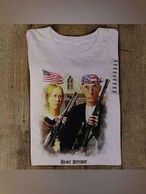 💫Home Defense Graphic Tee - Patriotic White Shirt